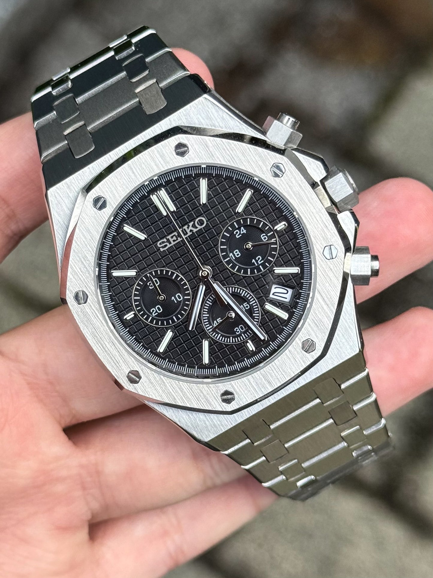 (På lager) "Black Dial" Royal Oak Chrono Mod