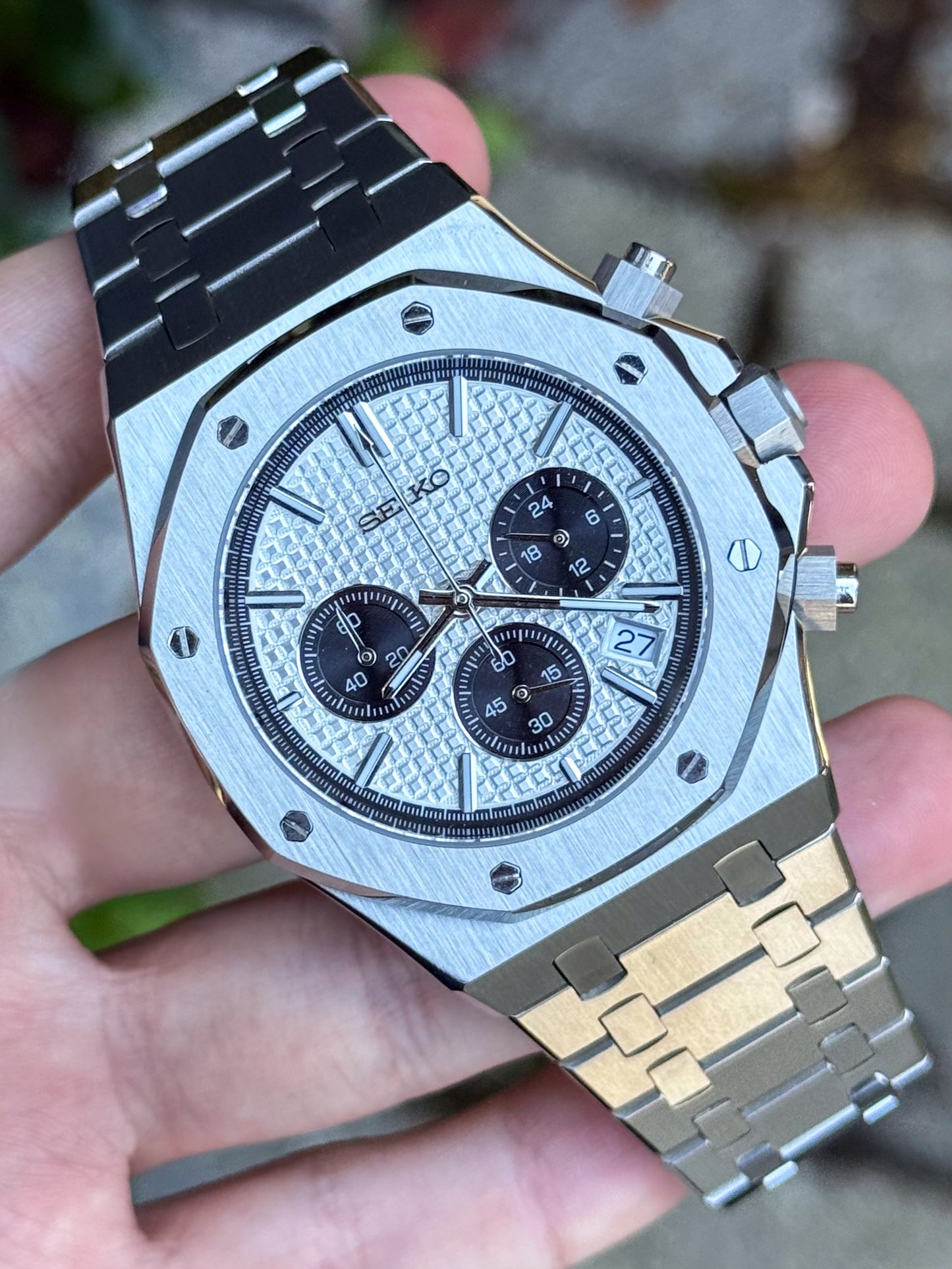 (På lager) "Panda" Royal Oak Chrono Mod