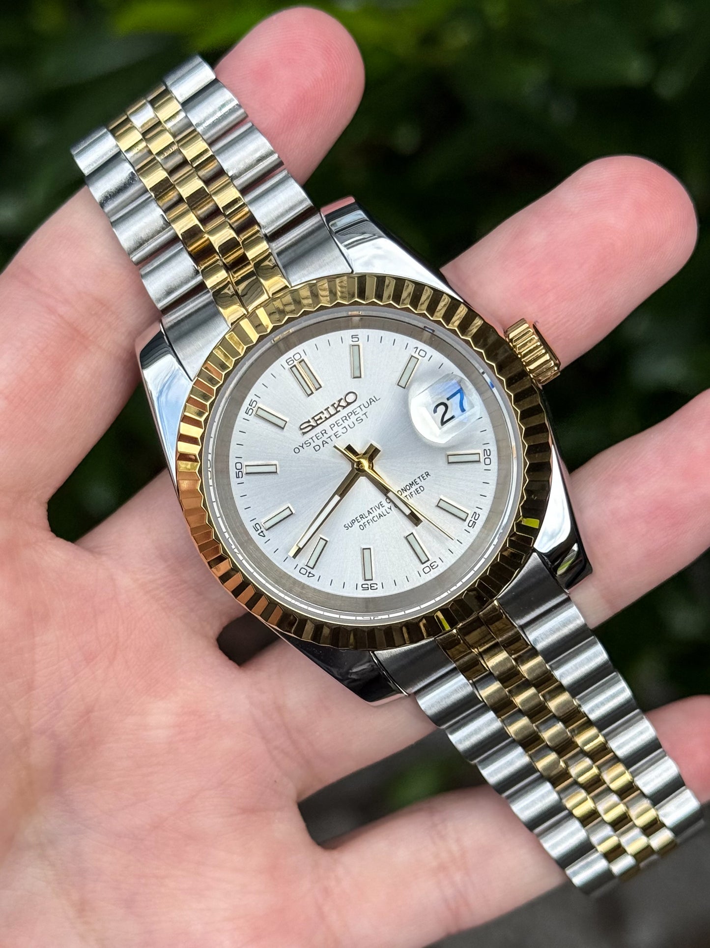 (På lager) Two Tone "Silver Dial" Datejust Mod