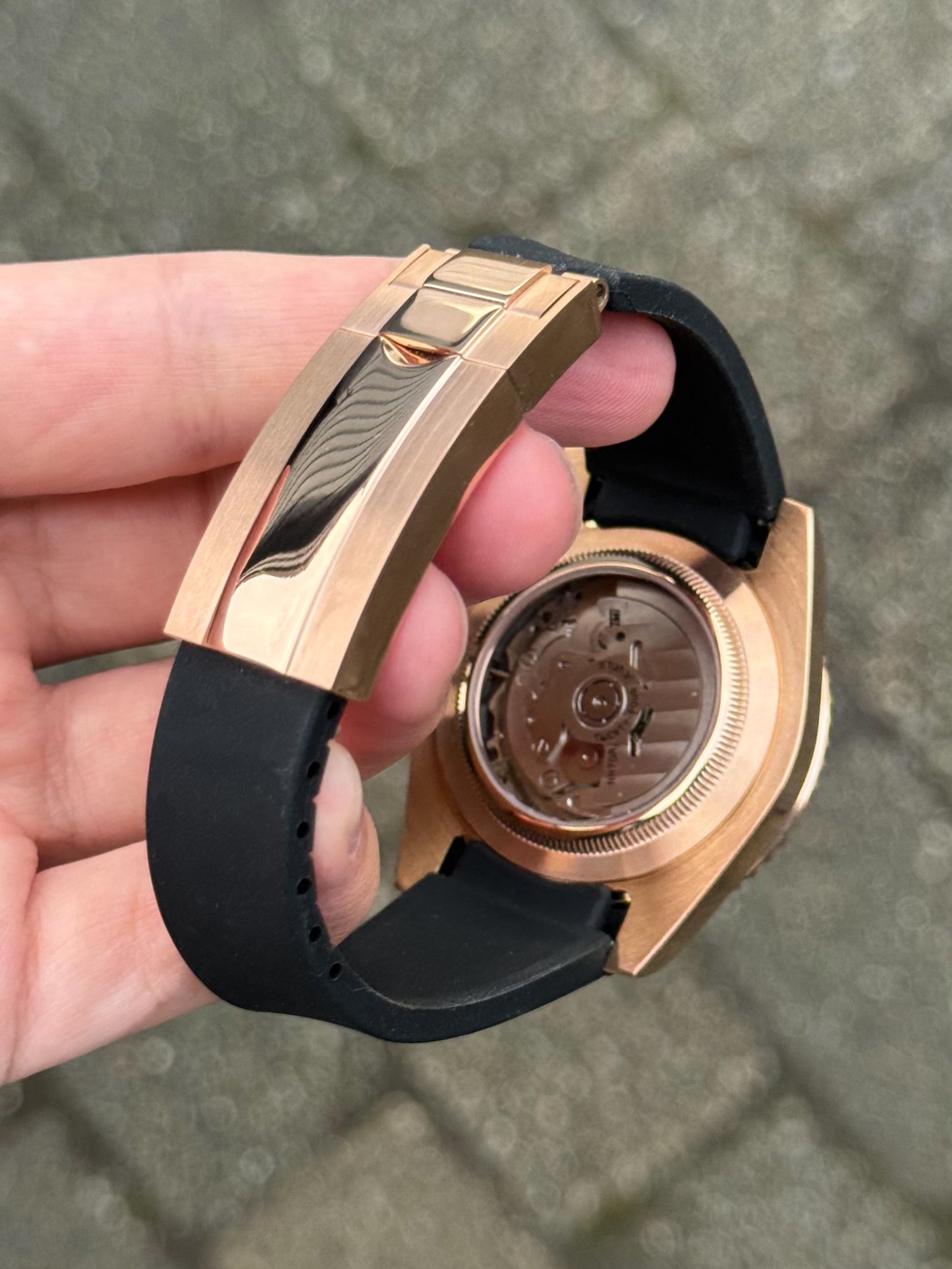 (På lager) Rosegold "Skeleton" Yacht-Master Mod