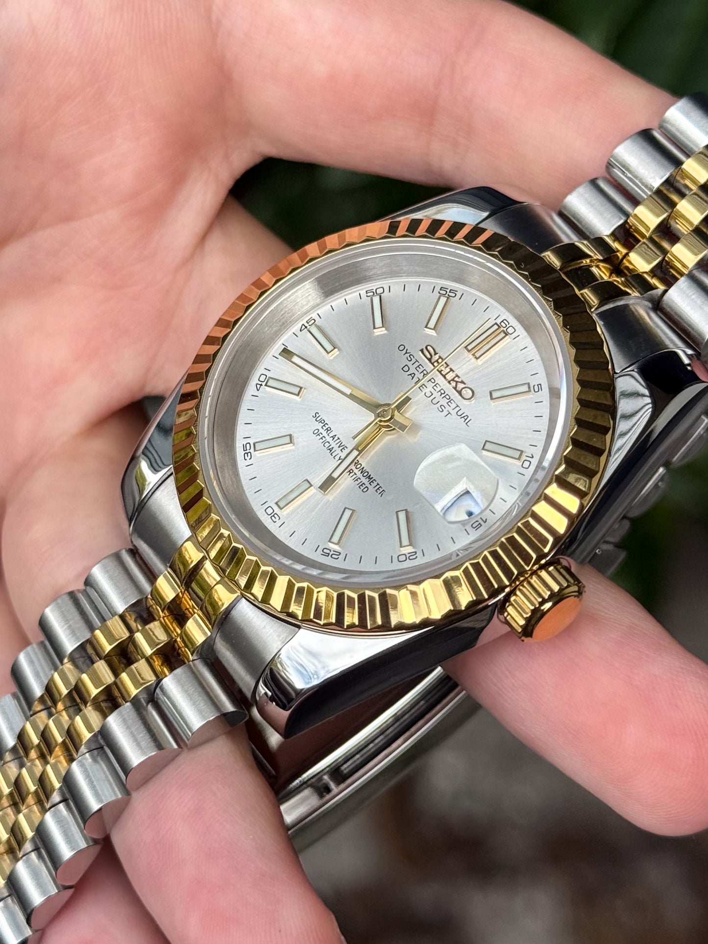 (På lager) Two Tone "Silver Dial" Datejust Mod