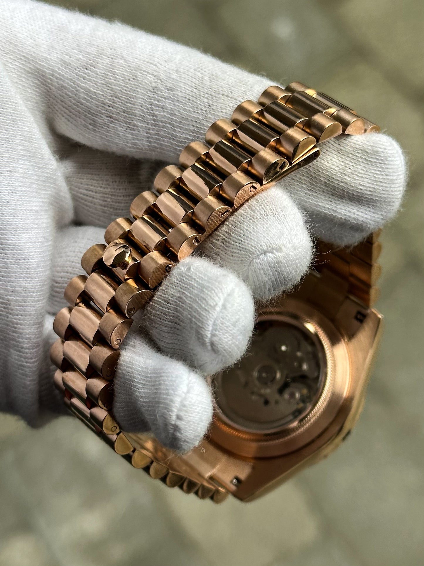 Rosegold "Olive Dial" President Mod