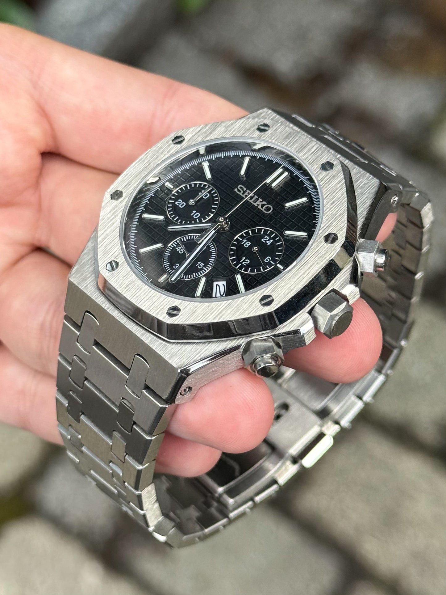 (På lager) "Black Dial" Royal Oak Chrono Mod
