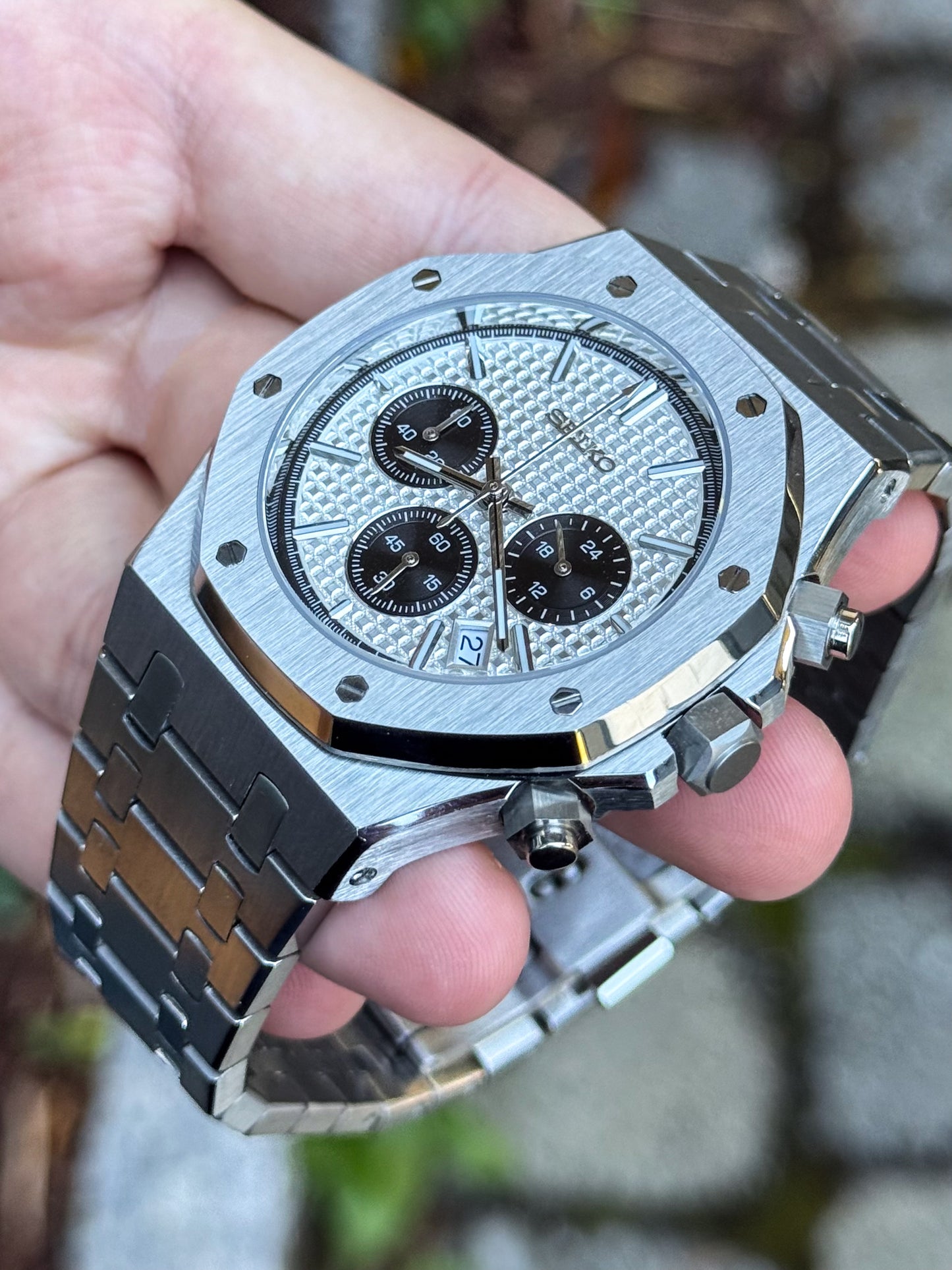(På lager) "Panda" Royal Oak Chrono Mod