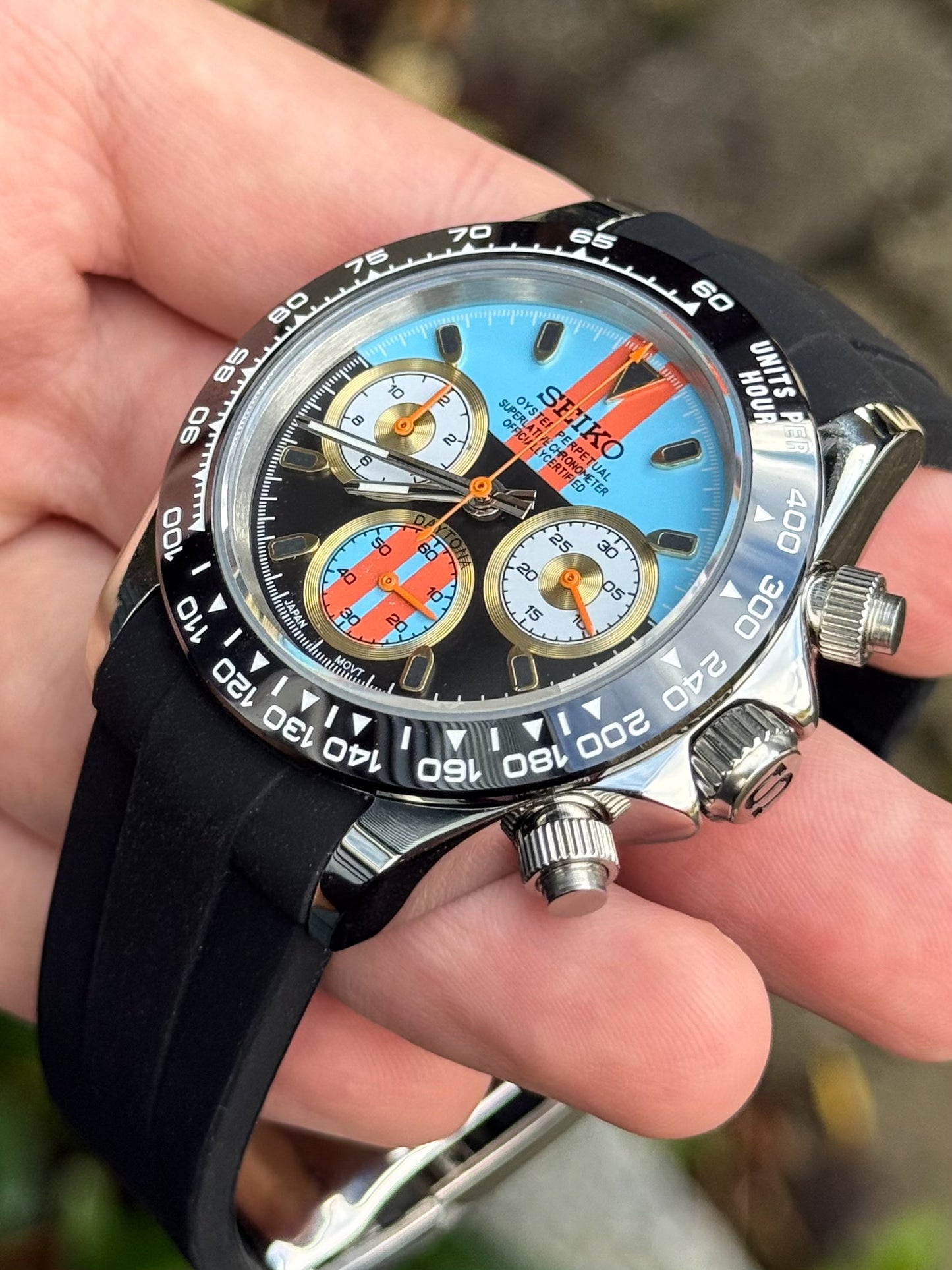 (På lager) "Blue/Orange Racing" Daytona Mod