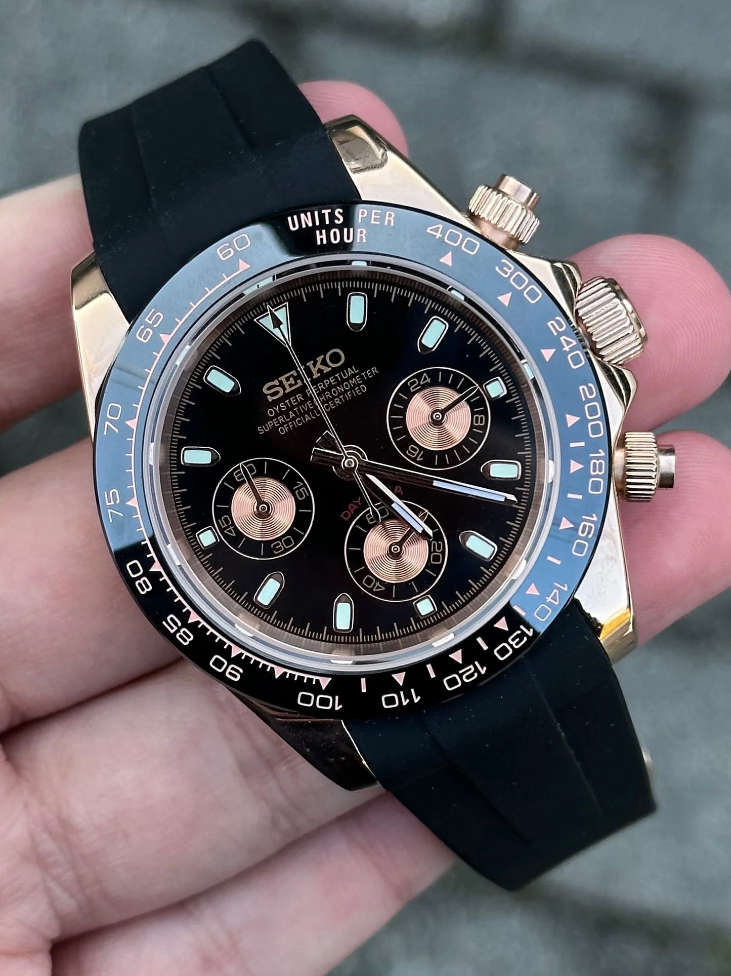 (PRE ORDER) Rosegold "Black Dial" Daytona Mod