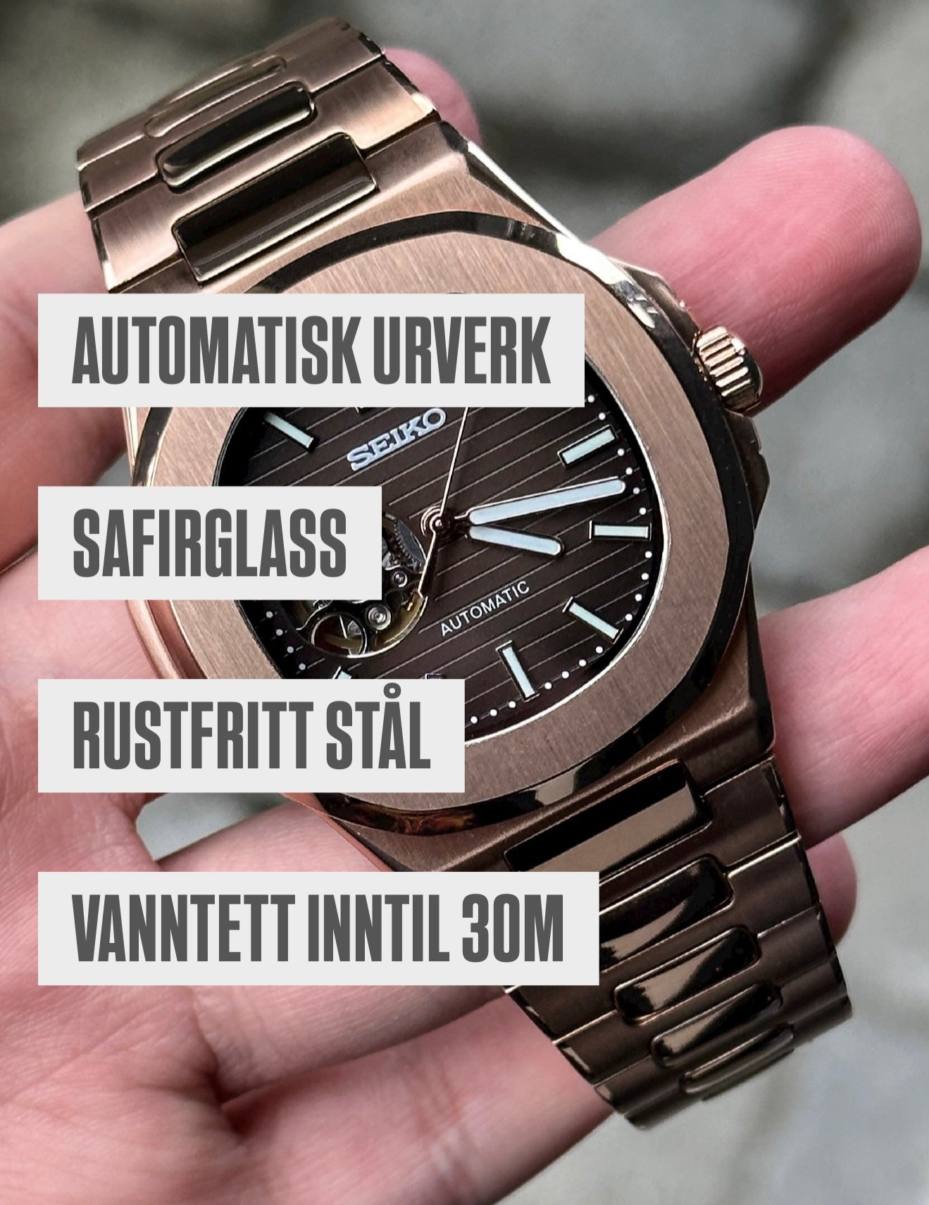 Rosegold "Black Dial" Nautilus Rubber Mod