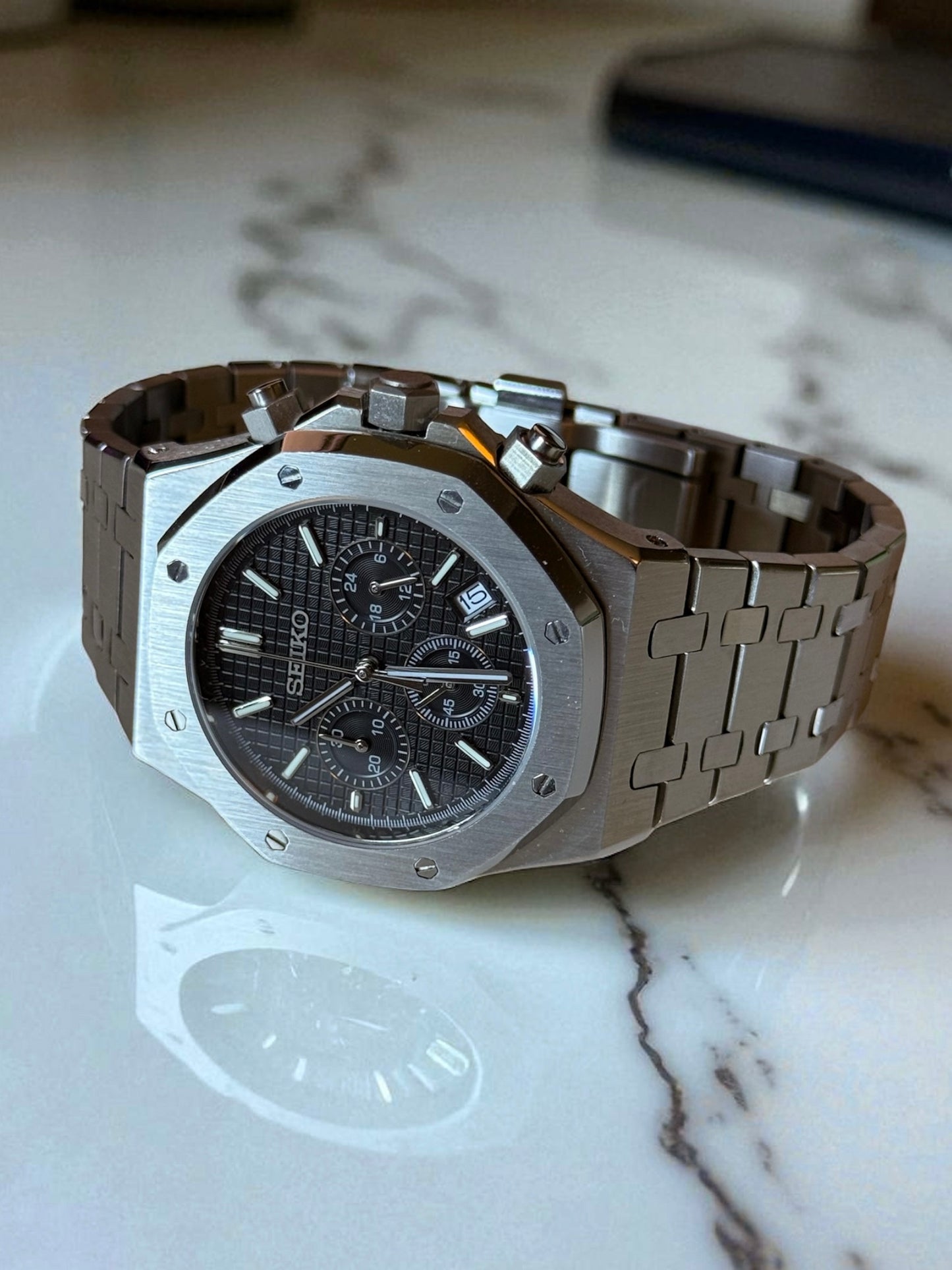 (På lager) "Black Dial" Royal Oak Chrono Mod