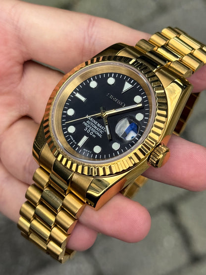 (På lager) Gold "Black Dial" President Mod