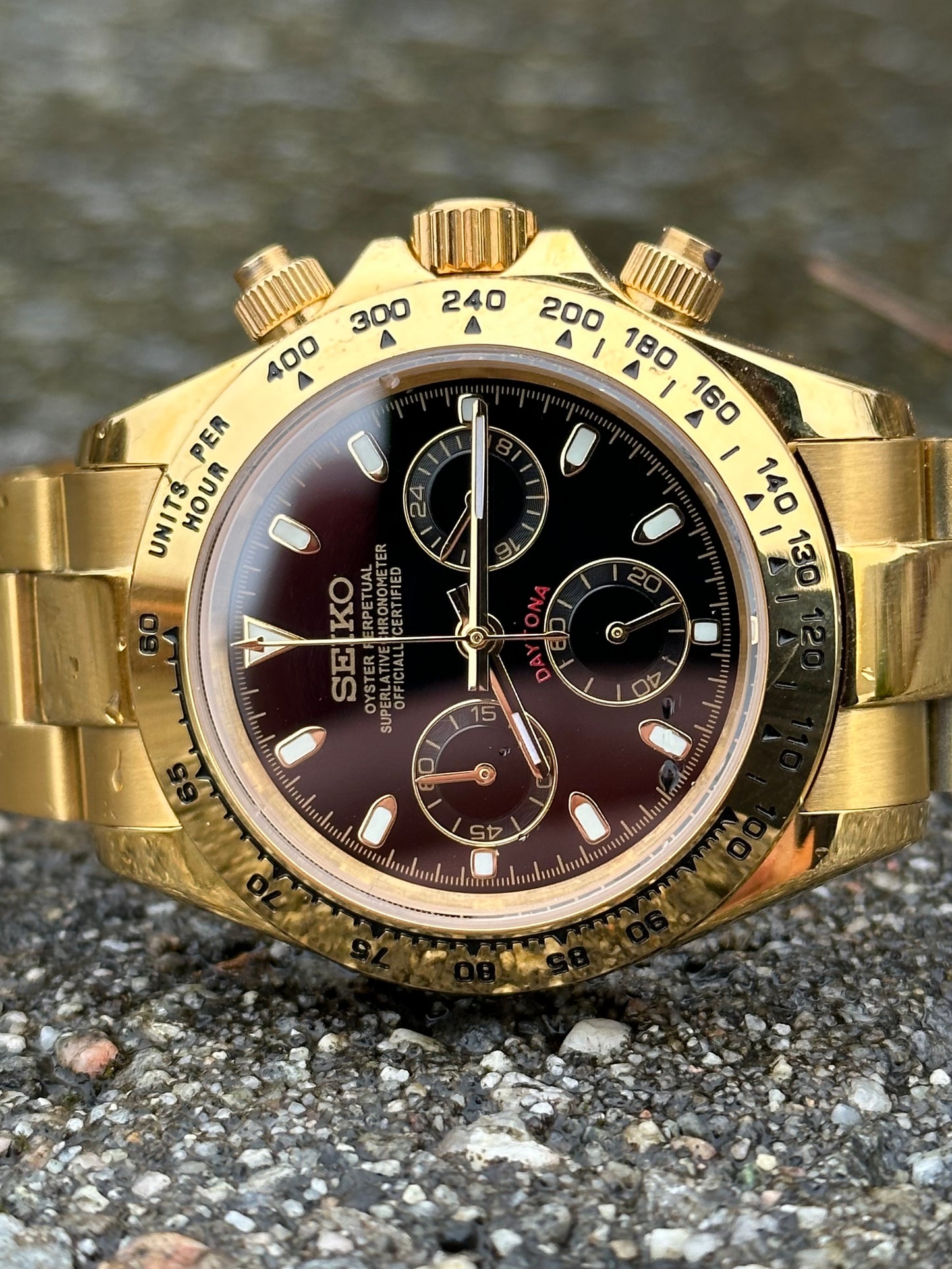 (PRE ORDER) Gold "Black Dial" Daytona Mod