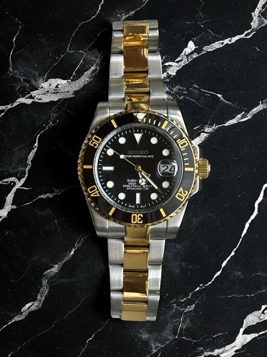 (PRE ORDER) "Black & Gold"  Two Tone Submariner Mod