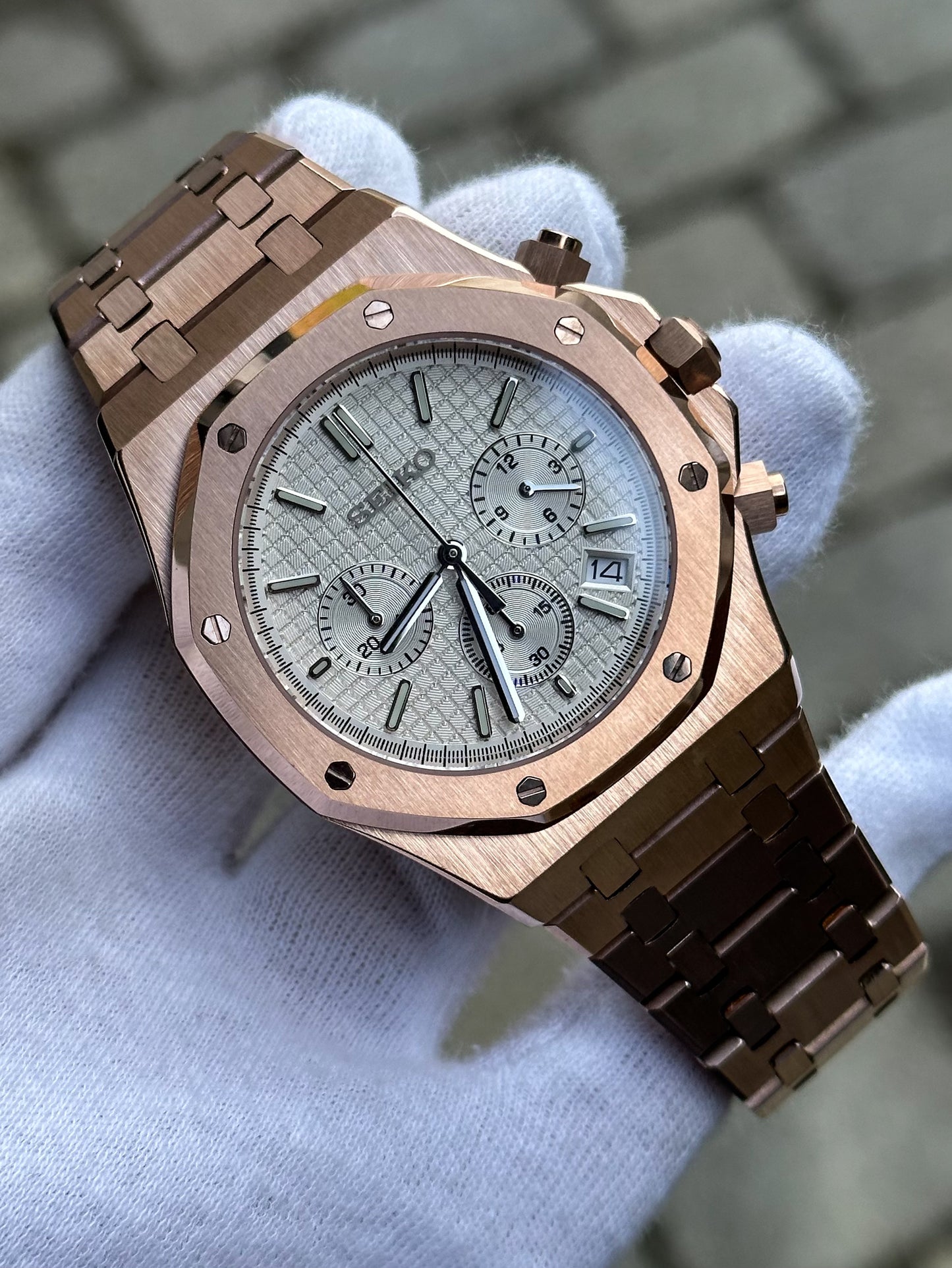 (PRE ORDER) Rosegold "White Dial" Royal Oak Chronograph Mod