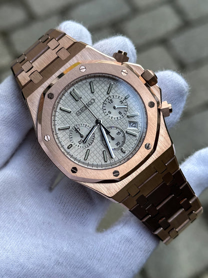 Rosegold "White Dial" Royal Oak Chronograph Mod