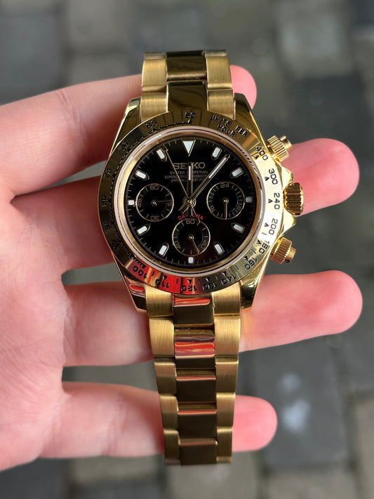 (PRE ORDER) Gold "Black Dial" Daytona Mod