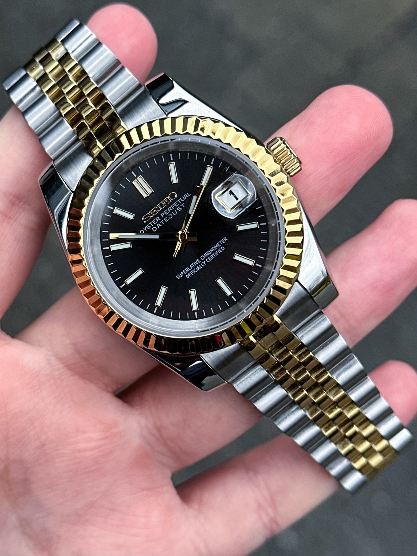 (PRE ORDER) Two Tone "Black Dial" Datejust Mod