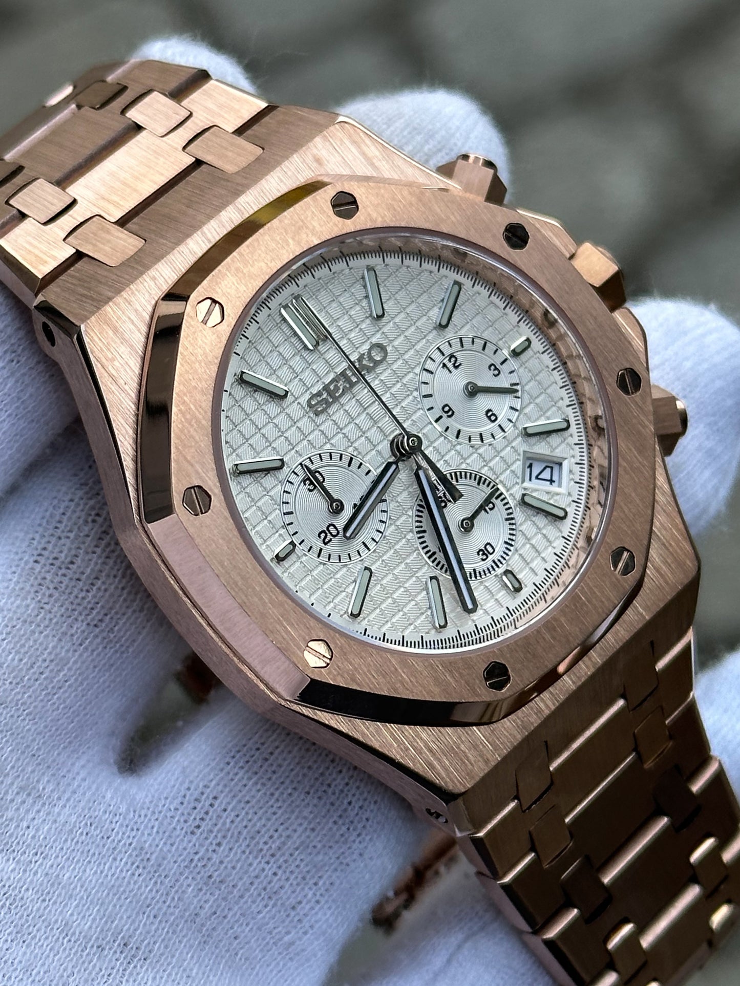 (PRE ORDER) Rosegold "White Dial" Royal Oak Chronograph Mod