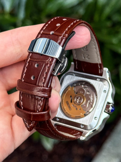 "Brown Dial" Leather Santos Mod