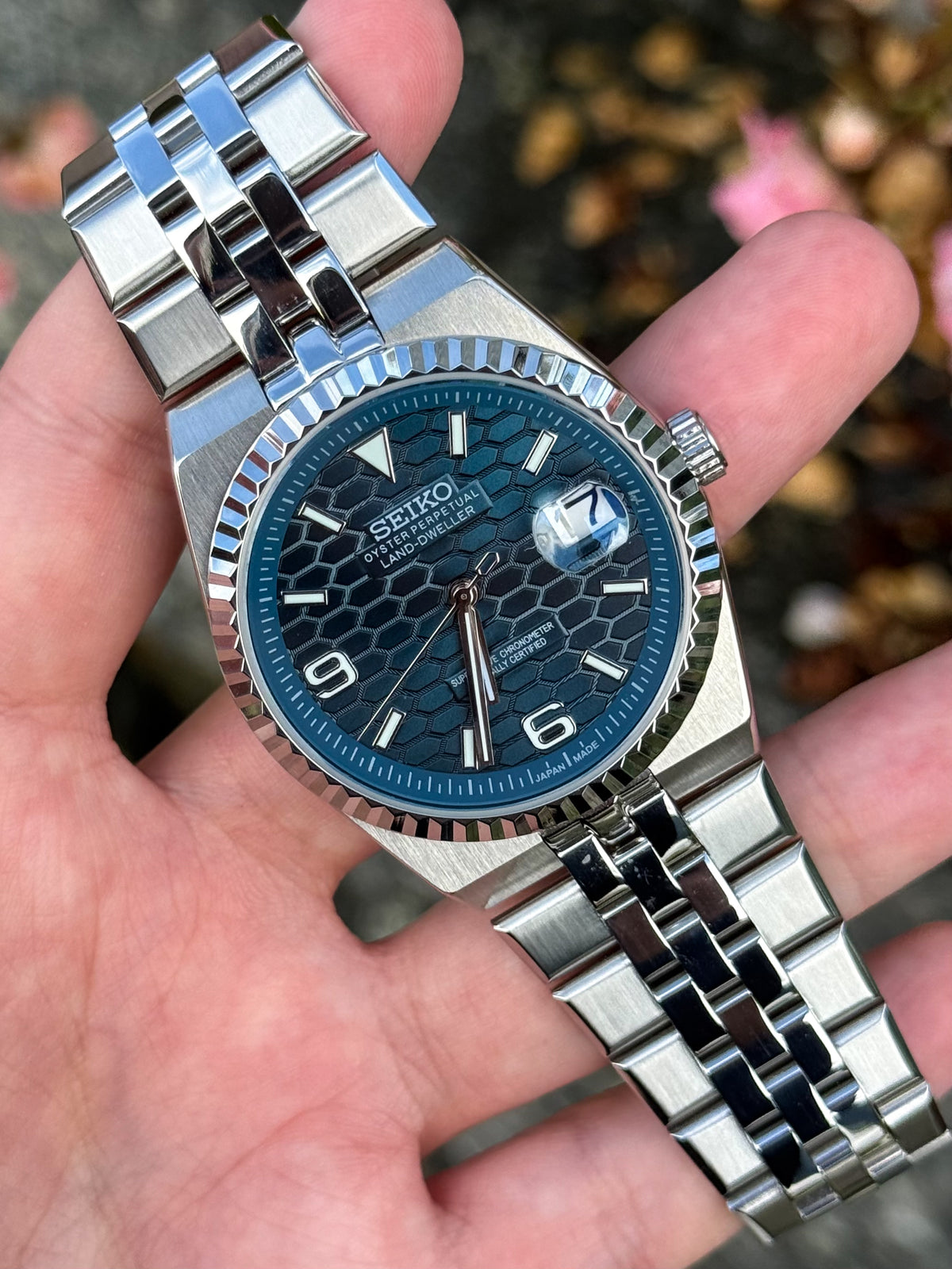 (På lager) "Blue Dial" Land-Dweller Mod