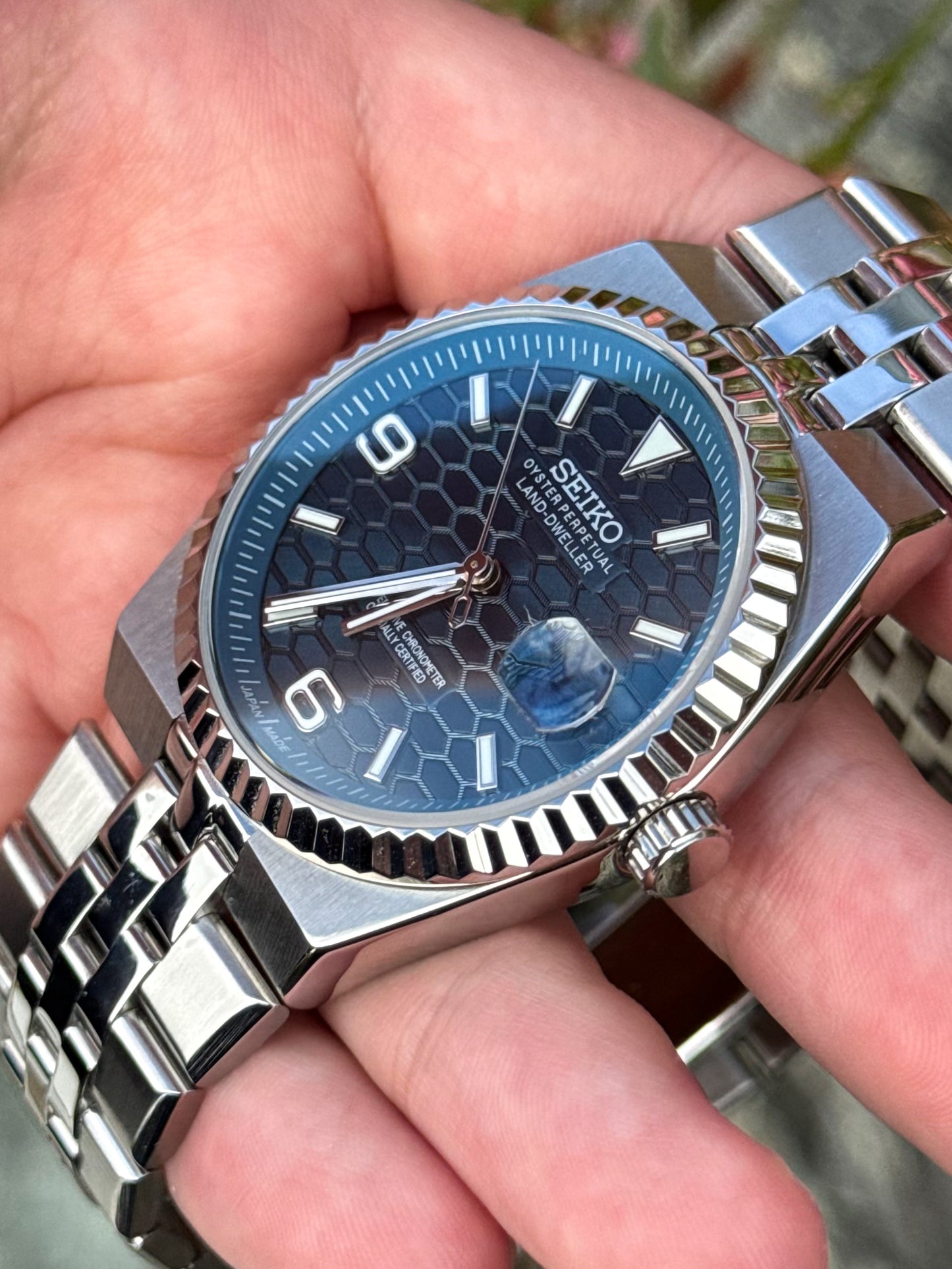 (På lager) "Blue Dial" Land-Dweller Mod