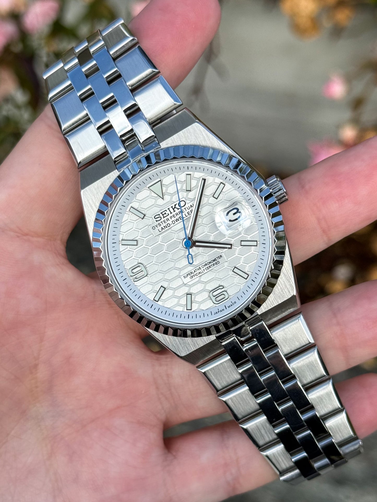 (På lager) "Silver Dial" Land-Dweller Mod