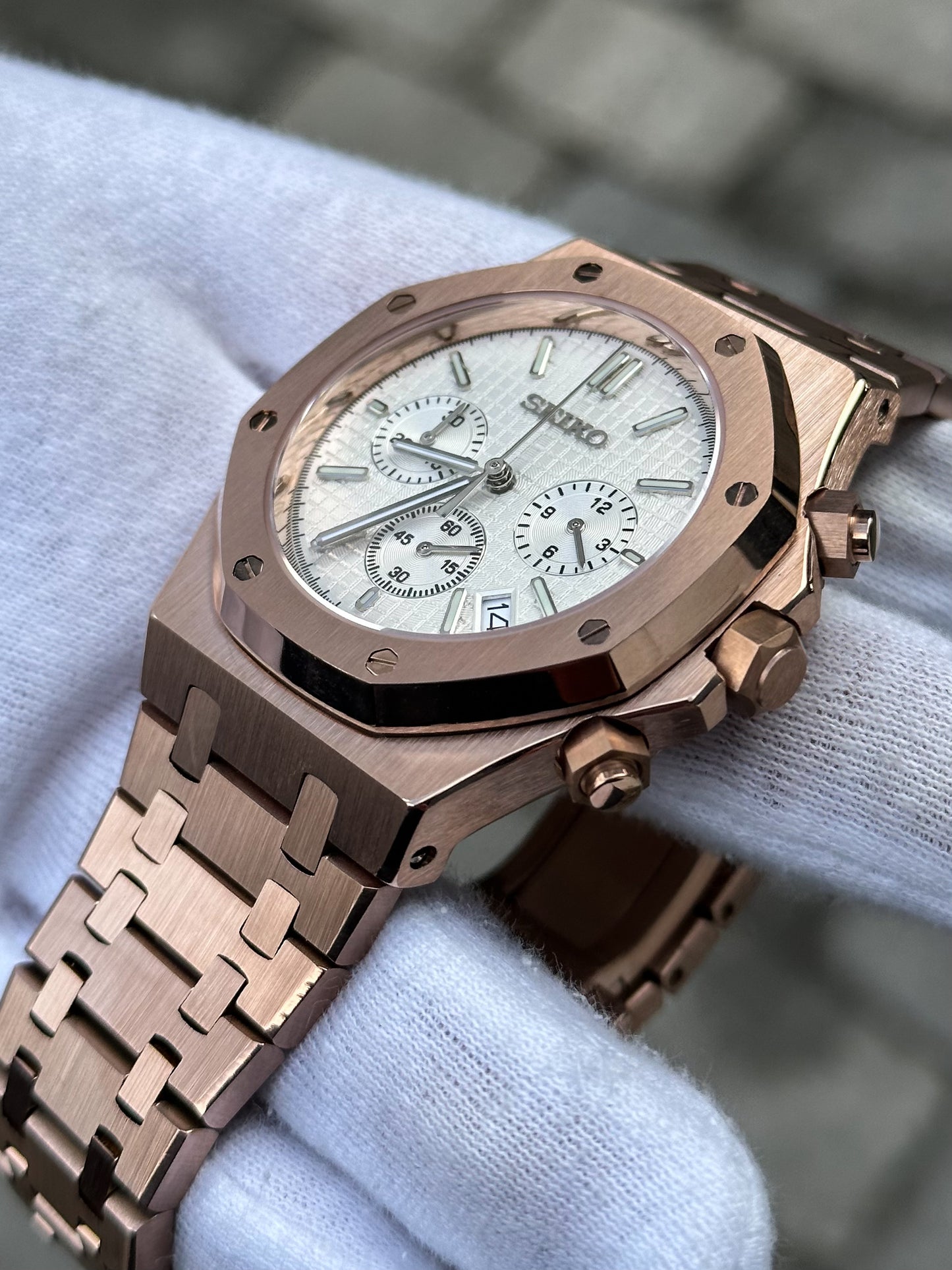 (PRE ORDER) Rosegold "White Dial" Royal Oak Chronograph Mod