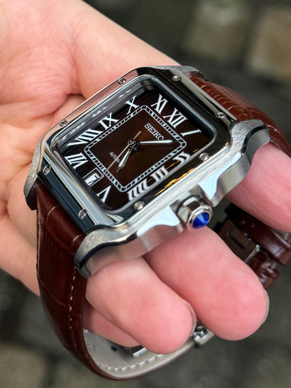 "Brown Dial" Leather Santos Mod