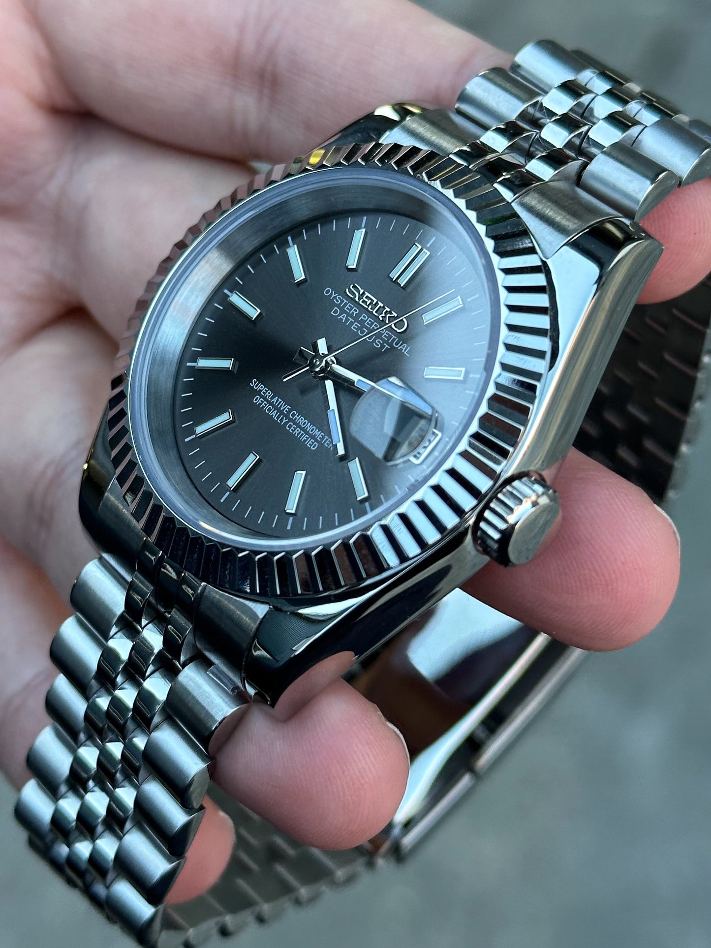 (PRE ORDER) "Rhodium" Datejust Mod