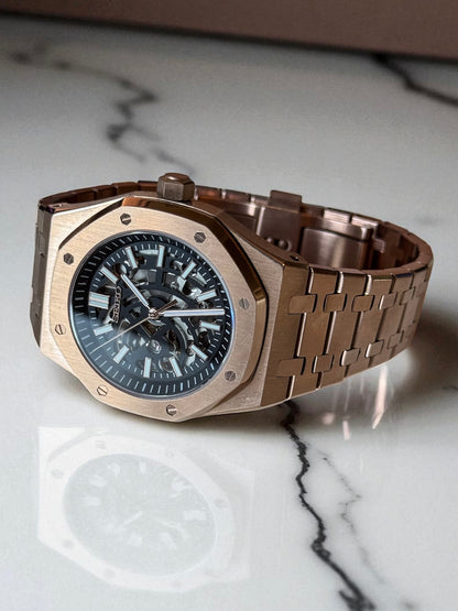(På lager) Rosegold "Skeleton" Royal Oak Mod