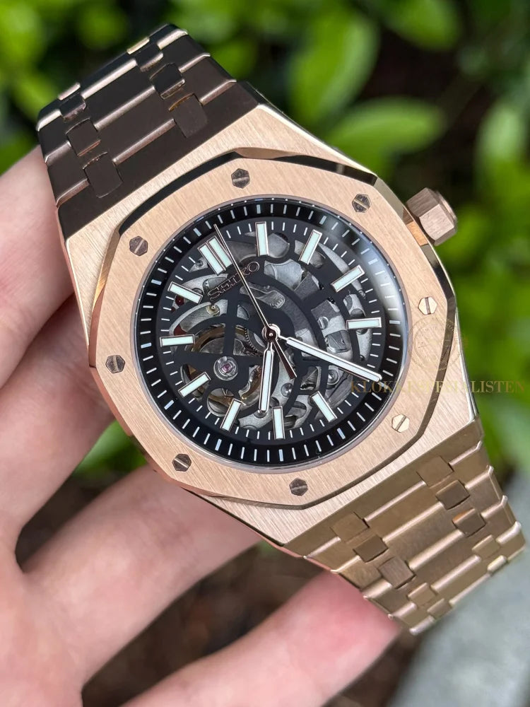 (På lager) Rosegold ’Skeleton’ Royal Oak Mod