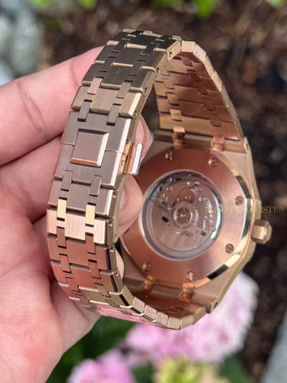 (På lager) Rosegold ’Skeleton’ Royal Oak Mod