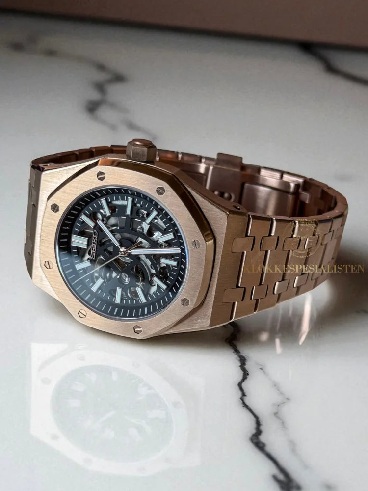 (På lager) Rosegold ’Skeleton’ Royal Oak Mod
