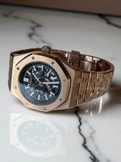 (På lager) Rosegold ’Skeleton’ Royal Oak Mod