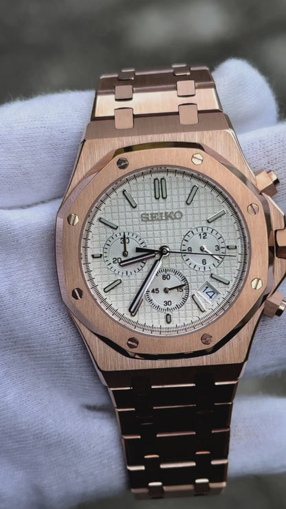 Rosegold "White Dial" Royal Oak Chronograph Mod