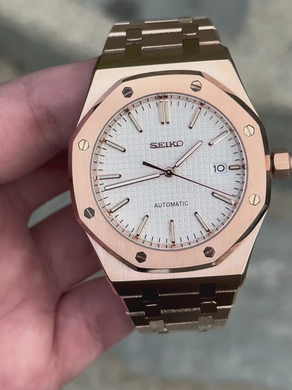 (På lager) Rosegold "White Dial" Royal Oak Mod