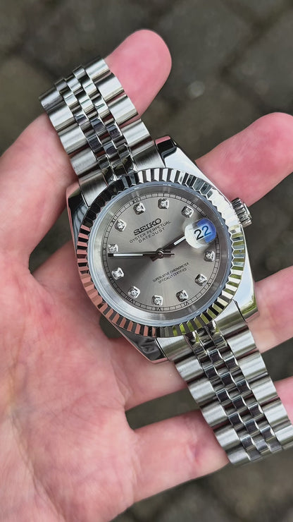 (På lager) "Rhodium Diamond" Datejust Mod