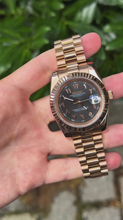 (På lager) Rosegold "Black Arabic" President Mod